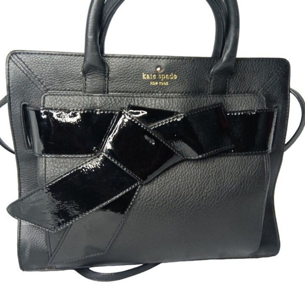 Kate Spade Bow Valley Rosa Leather Satchel Handbag Purse Black - Picture 2 of 9
